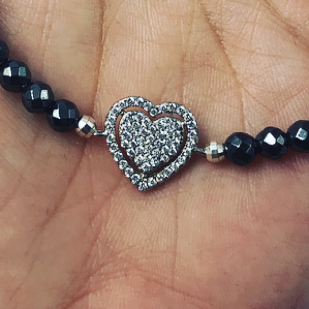 Sterling silver & white gold plated heart bracelet - Picture 4 of 8
